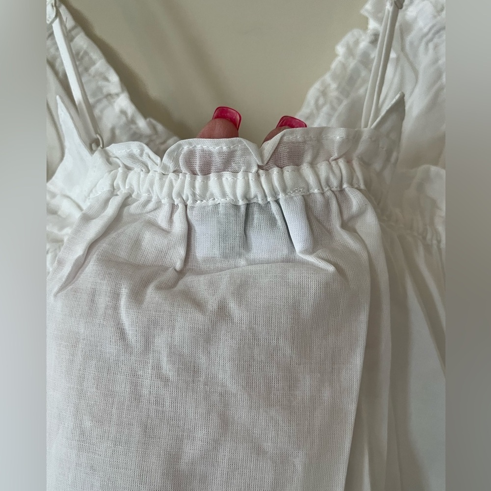 Steve Madden White Smocked Cotton Adjustable Straps Camisole Top Size Medium - Picture 11 of 14